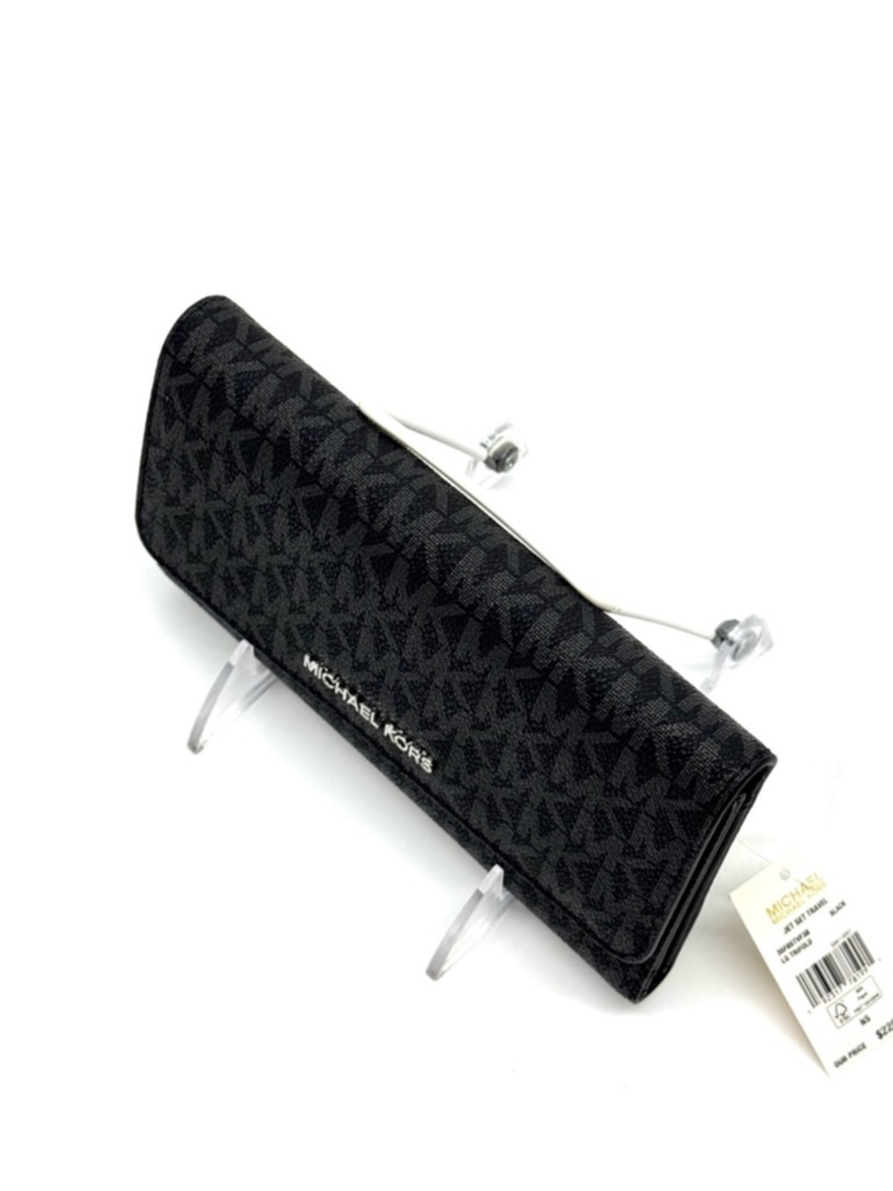 Michael Kors Large Trifold Wallet Black Signature - Picture 4 of 7